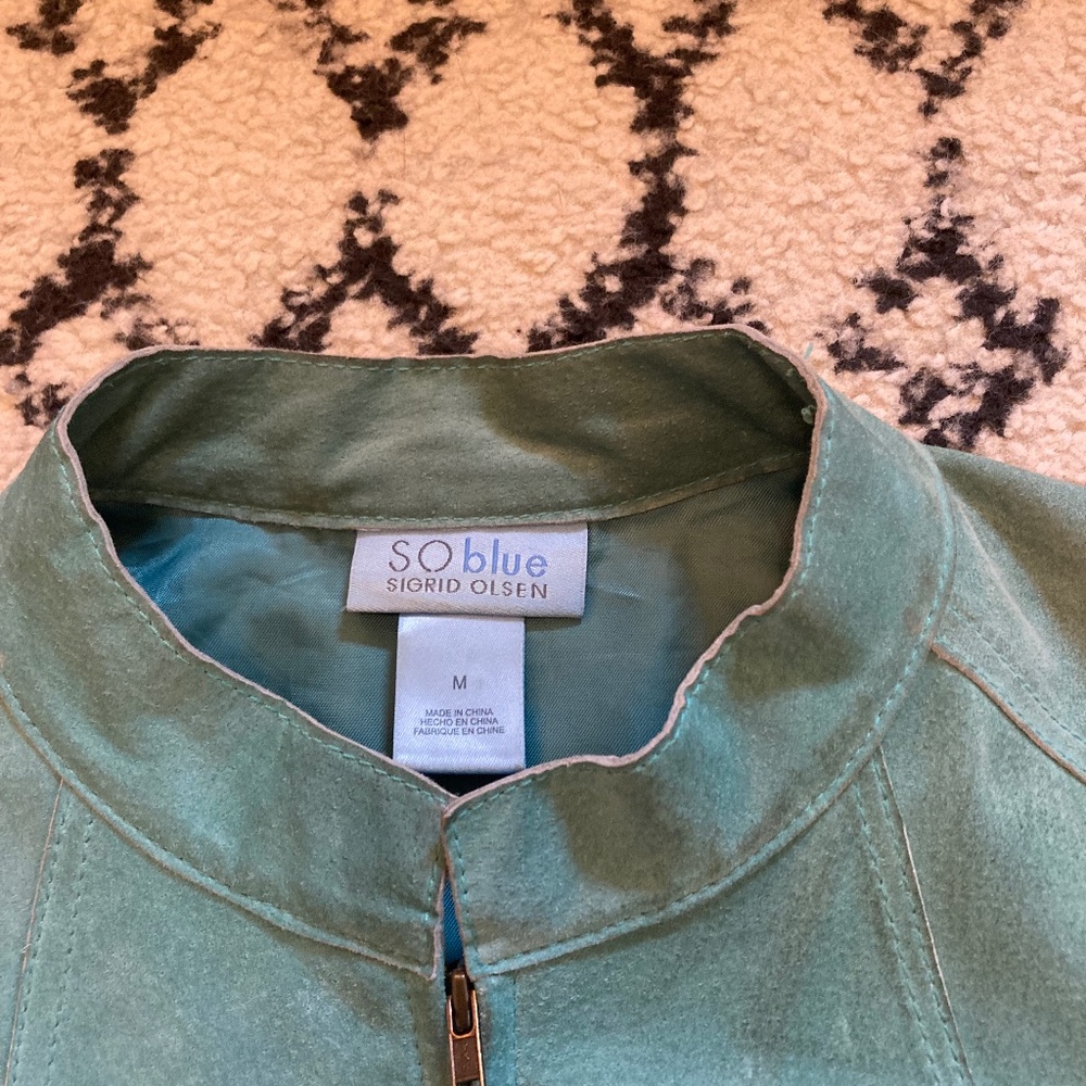 Sigrid Olsen So Blue Women's Blue Suede Lightweight Zip Up Jacket Size M - Picture 17 of 17